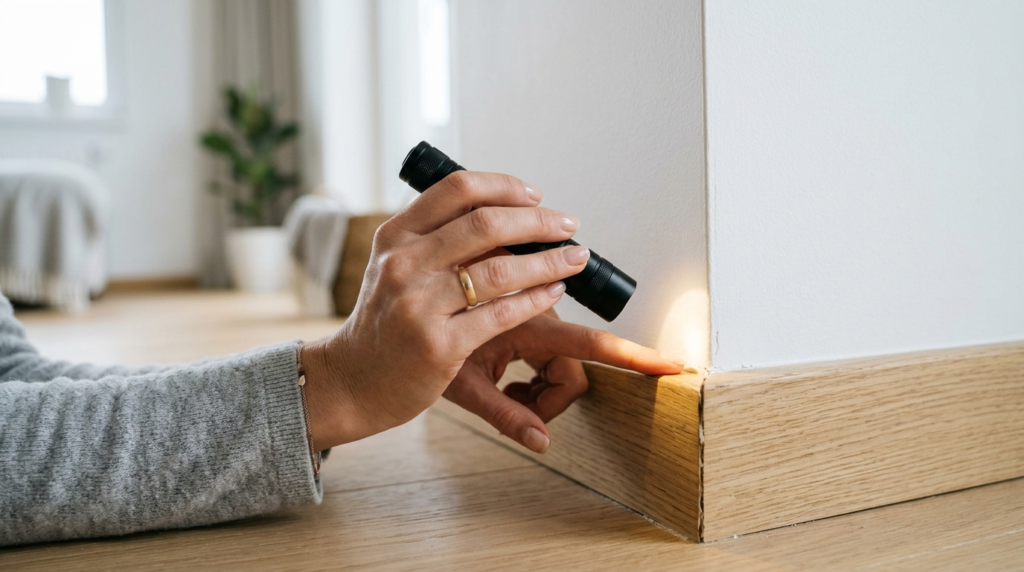 Close-up professional photograph of a womans hand inspectin