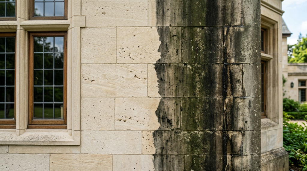 Close-up detail of high-end residential building facade show
