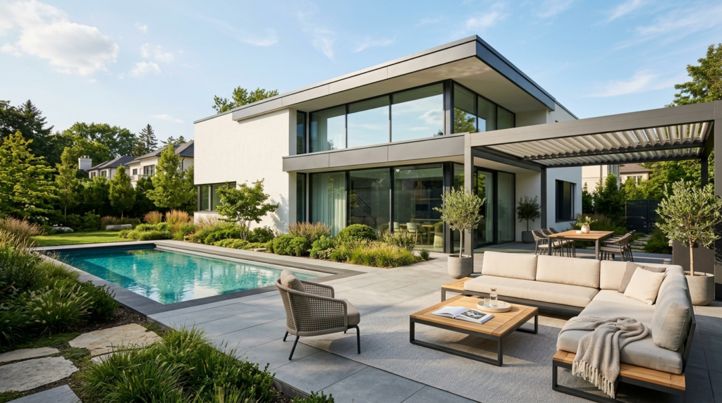 Contemporary minimalist home exterior with spotless architec