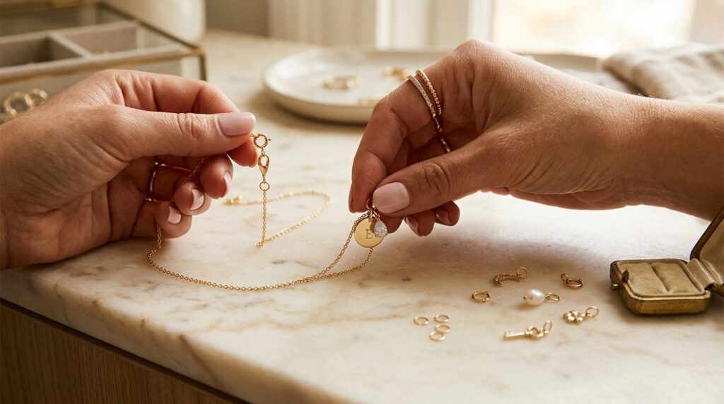 Close-up lifestyle photography of hands holding and customiz